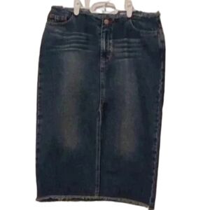 denim skirt with slit in front